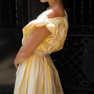 BOTTEGA VENETA yellow stripe runway corset dress